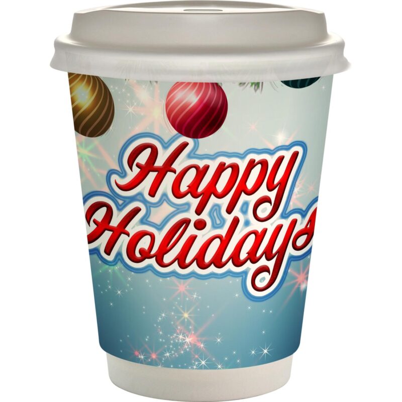 Custom 12 oz. Holiday Full Color Paper Cup with Lid - 1