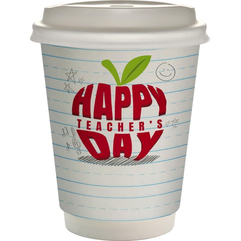 Custom 12 oz. Teacher Full Color Paper Cup with Lid - 1