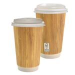 Custom 16 oz. Full Color Bamboo Pattern Paper Cup With Lid - 1