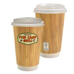 Custom 16 oz. Full Color Bamboo Pattern Paper Cup With Lid