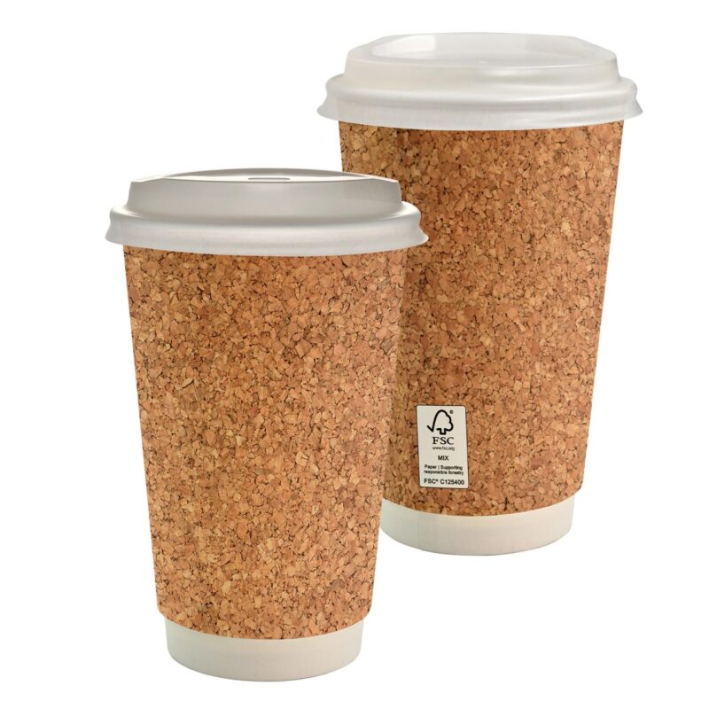 Custom 16 oz. Full Color Cork Pattern Paper Cup With Lid - 1