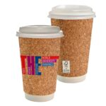 Custom 16 oz. Full Color Cork Pattern Paper Cup With Lid