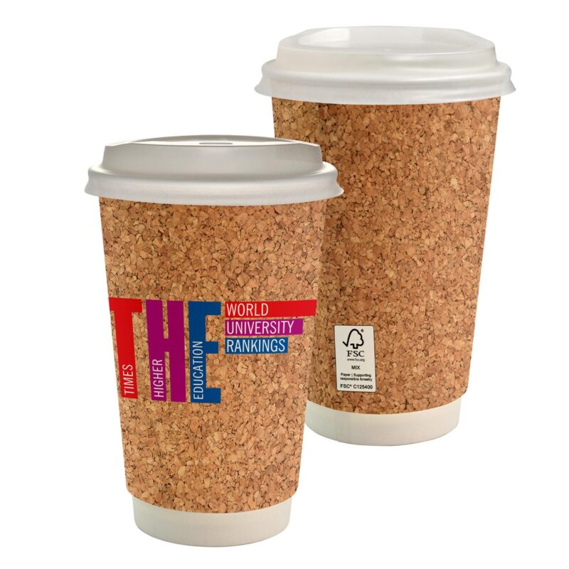 Custom 16 oz. Full Color Cork Pattern Paper Cup With Lid
