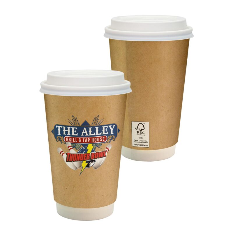 Custom 16 oz. Full Color Dusky Paper Cup with Lid