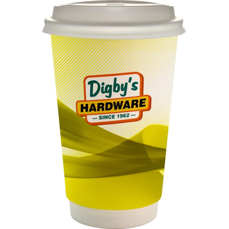 Custom 16 oz. Full Color Groovy Paper Cup With Lid - 3