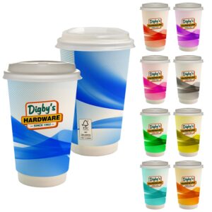 Custom 16 oz. Full Color Groovy Paper Cup With Lid