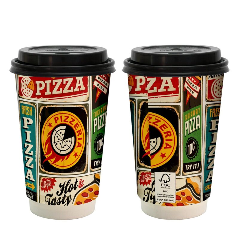 Custom 16 oz. Full Color Paper Cup with Lid - 4