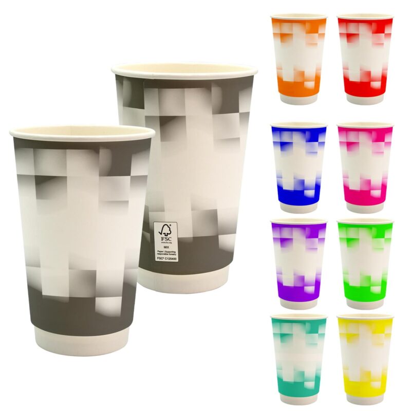 Custom 16 oz. Full Color Shaded Checkers Paper Cup - 1
