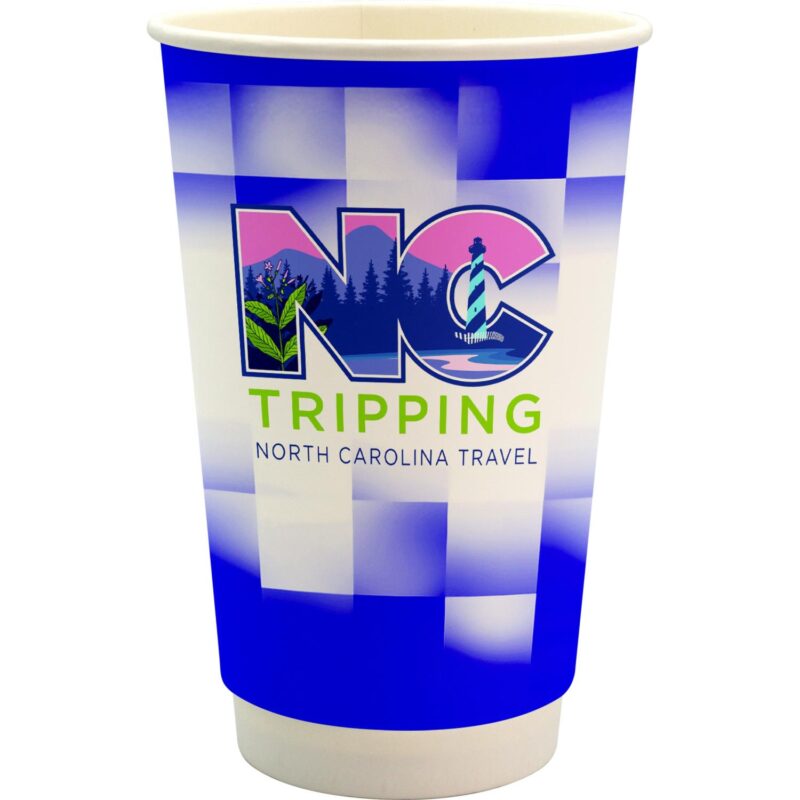 Custom 16 oz. Full Color Shaded Checkers Paper Cup - 2