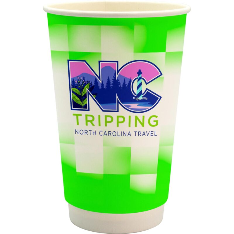 Custom 16 oz. Full Color Shaded Checkers Paper Cup - 6