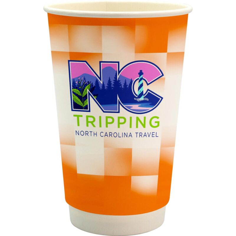 Custom 16 oz. Full Color Shaded Checkers Paper Cup - 8