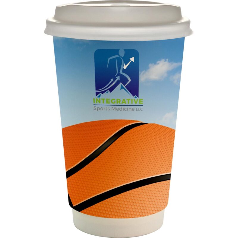Custom 16 oz. Full Color Sporty Paper Cup With Lid - 2