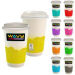 Custom 16 oz. Full Color Turbulent Waves Paper Cup With Lid