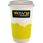 Custom 16 oz. Full Color Turbulent Waves Paper Cup With Lid - 2