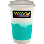 Custom 16 oz. Full Color Turbulent Waves Paper Cup With Lid - 4