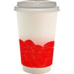 Custom 16 oz. Full Color Turbulent Waves Paper Cup With Lid - 7