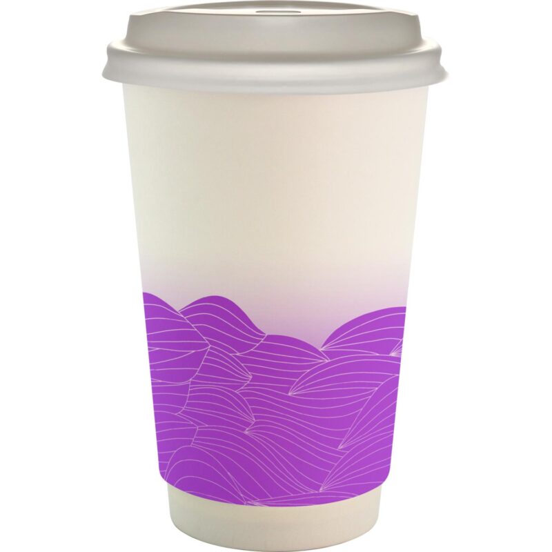 Custom 16 oz. Full Color Turbulent Waves Paper Cup With Lid - 9