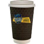 Custom 16 oz. Full Color Wave Paper Cup With Lid - 2