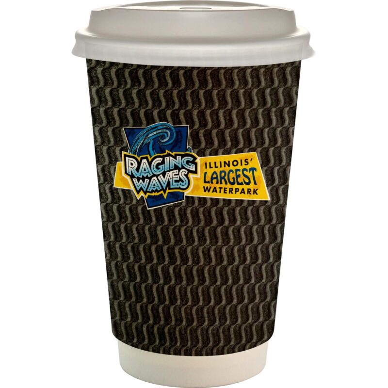 Custom 16 oz. Full Color Wave Paper Cup With Lid - 2