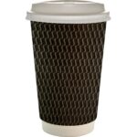 Custom 16 oz. Full Color Wave Paper Cup With Lid - 3