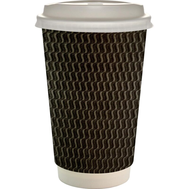 Custom 16 oz. Full Color Wave Paper Cup With Lid - 3
