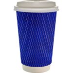 Custom 16 oz. Full Color Wave Paper Cup With Lid - 5