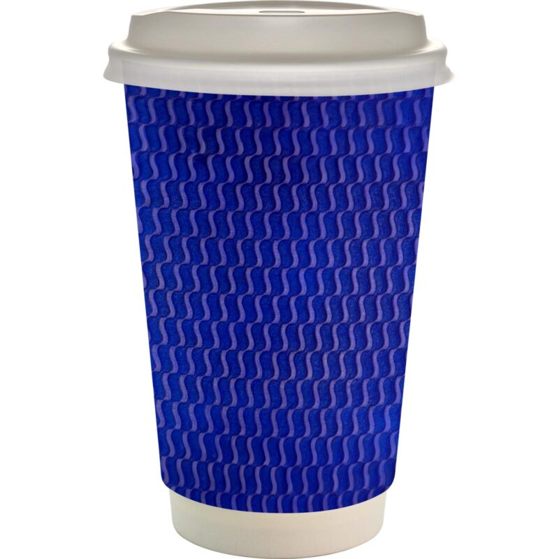 Custom 16 oz. Full Color Wave Paper Cup With Lid - 5