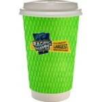 Custom 16 oz. Full Color Wave Paper Cup With Lid - 6
