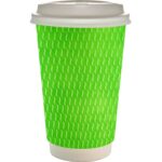 Custom 16 oz. Full Color Wave Paper Cup With Lid - 7