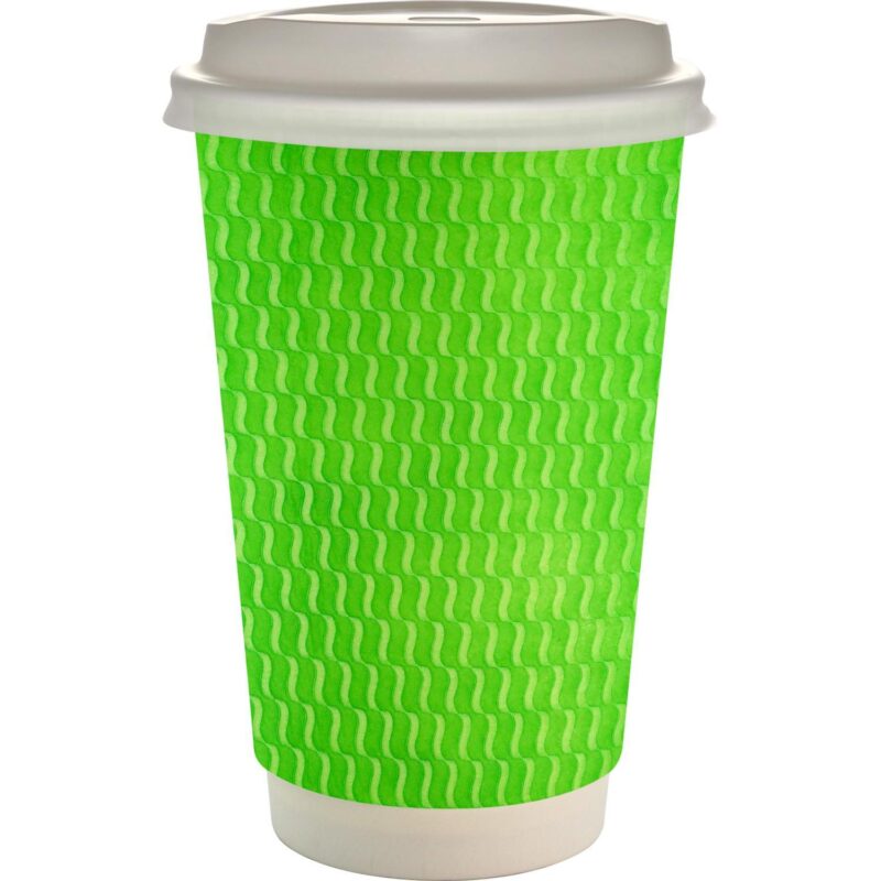 Custom 16 oz. Full Color Wave Paper Cup With Lid - 7