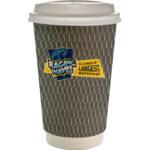 Custom 16 oz. Full Color Wave Paper Cup With Lid - 8