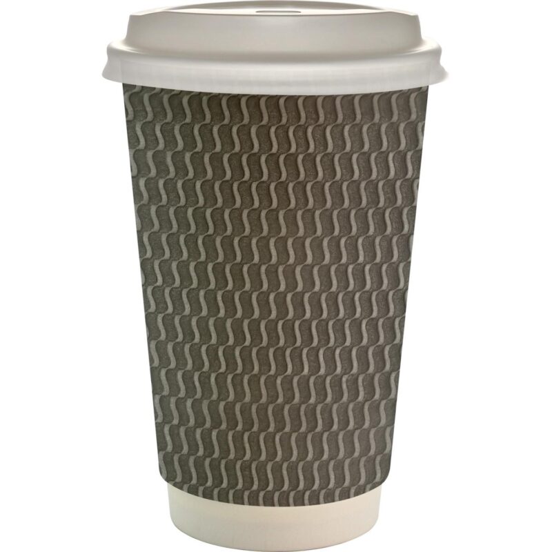 Custom 16 oz. Full Color Wave Paper Cup With Lid - 9