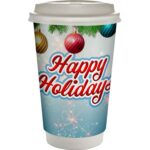 Custom 16 oz. Holiday Full Color Paper Cup with Lid - 1